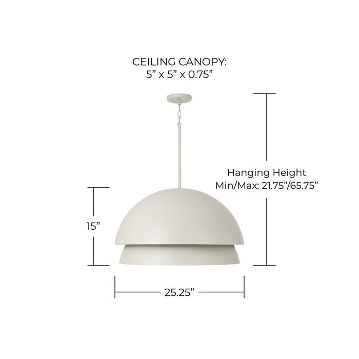 Capital Lighting Jensen 1Lt Pendant, Taupe/White Glass/Taupe Metal