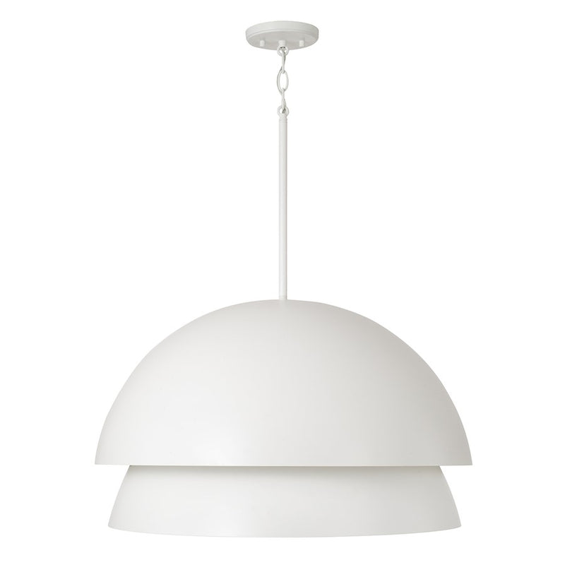 Capital Lighting Jensen 1Lt Pendant, White/Soft White Glass/White