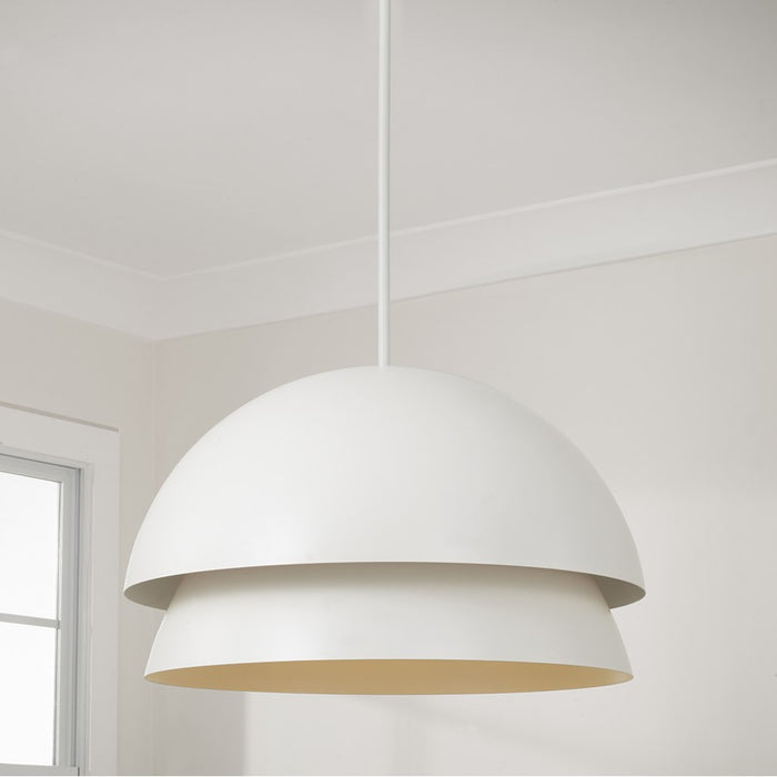 Capital Lighting Jensen 1Lt Pendant, White/Soft White Glass/White