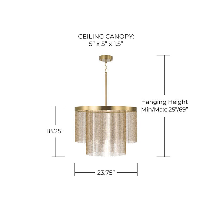 Capital Lighting Rae 2 Light Pendant, Aged Brass