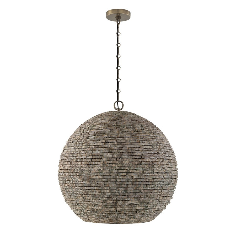 Capital Lighting Morada 1Lt 24" Pendant, Aegean Grey/Brass/White - 359711AGD