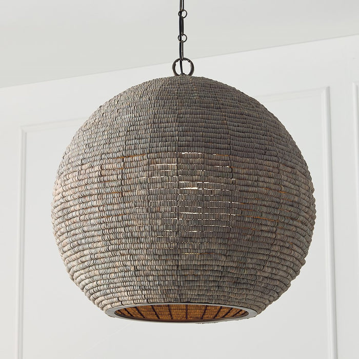 Capital Lighting Morada 1Lt 24" Pendant, Aegean Grey/Brass/White