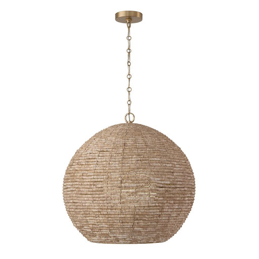 Capital Lighting Morada 1Lt 24" Pendant, Fawn/Brass/White Globe - 359711LFB
