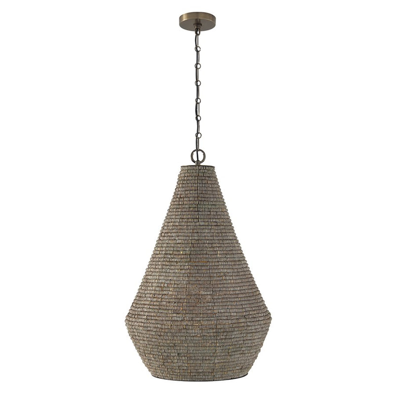 Capital Lighting Morada 1Lt 20" Pendant, Aegean Grey/Brass/White