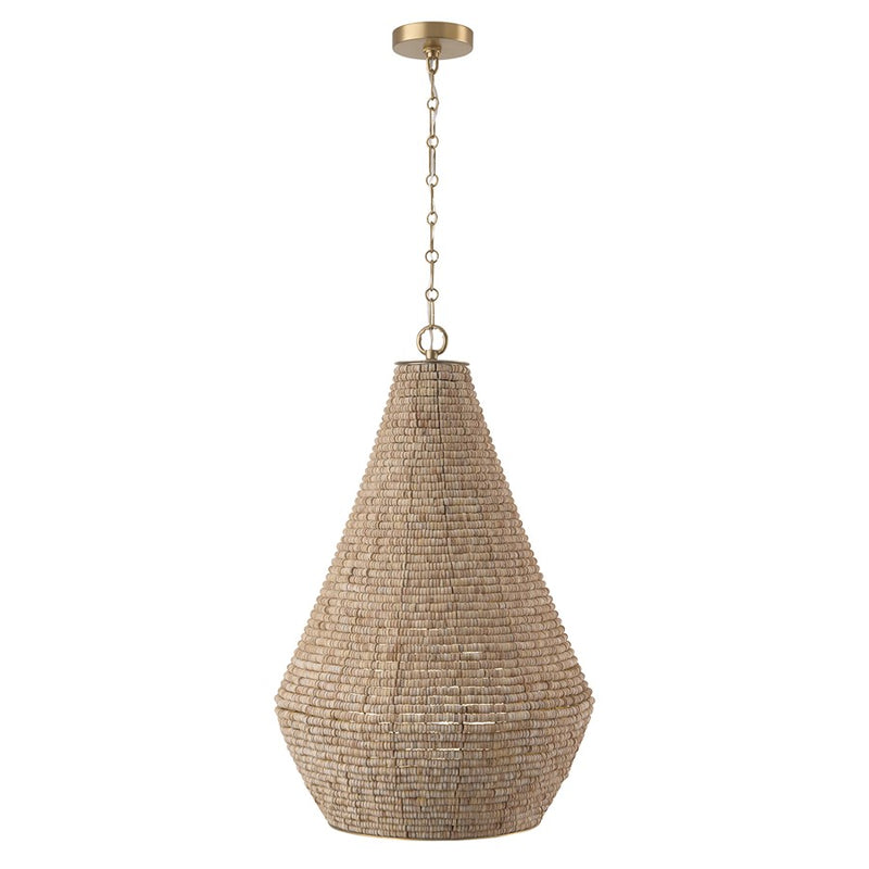 Capital Lighting Morada 1Lt 20" Pendant, Lt Fawn/Brass/White Globe