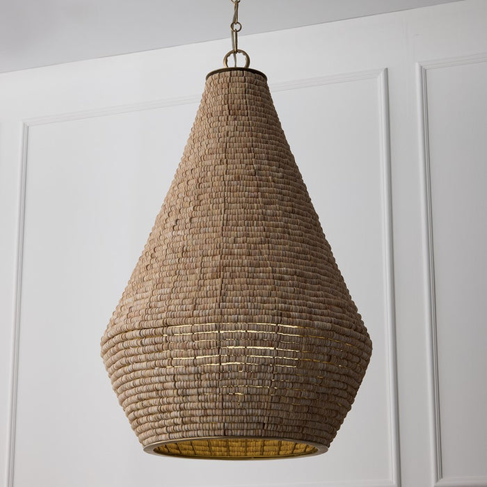 Capital Lighting Morada 1Lt 20" Pendant, Lt Fawn/Brass/White Globe