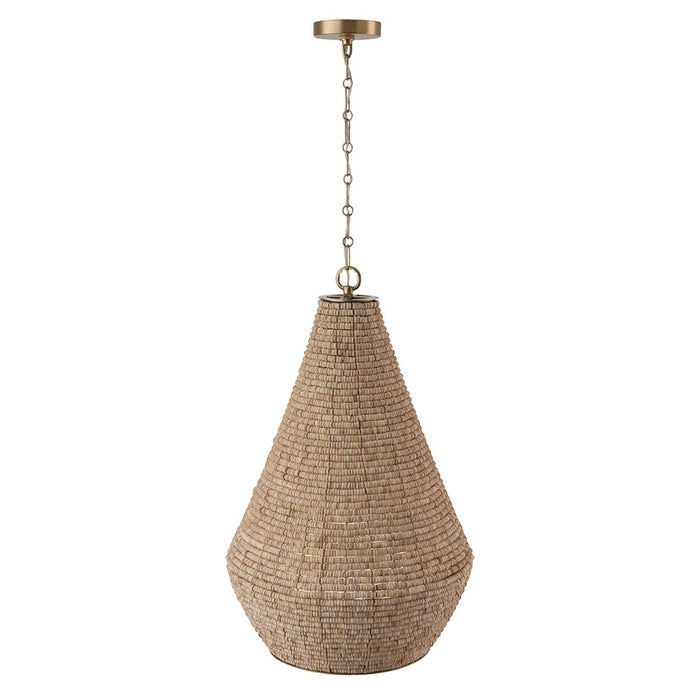 Capital Lighting Morada 1Lt 20" Pendant, Lt Fawn/Brass/White Globe