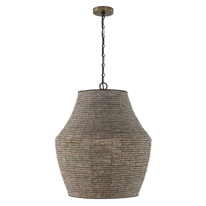 Capital Lighting Morada 1Lt 27" Pendant, Aegean Grey/Brass/White