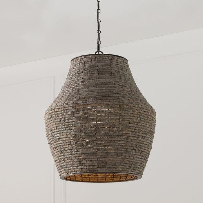 Capital Lighting Morada 1Lt 27" Pendant, Aegean Grey/Brass/White