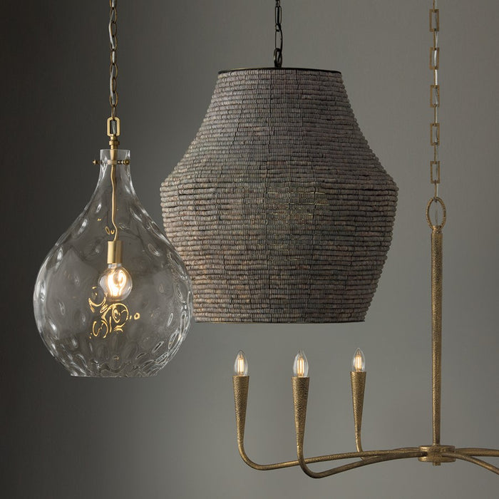 Capital Lighting Morada 1Lt 27" Pendant, Aegean Grey/Brass/White