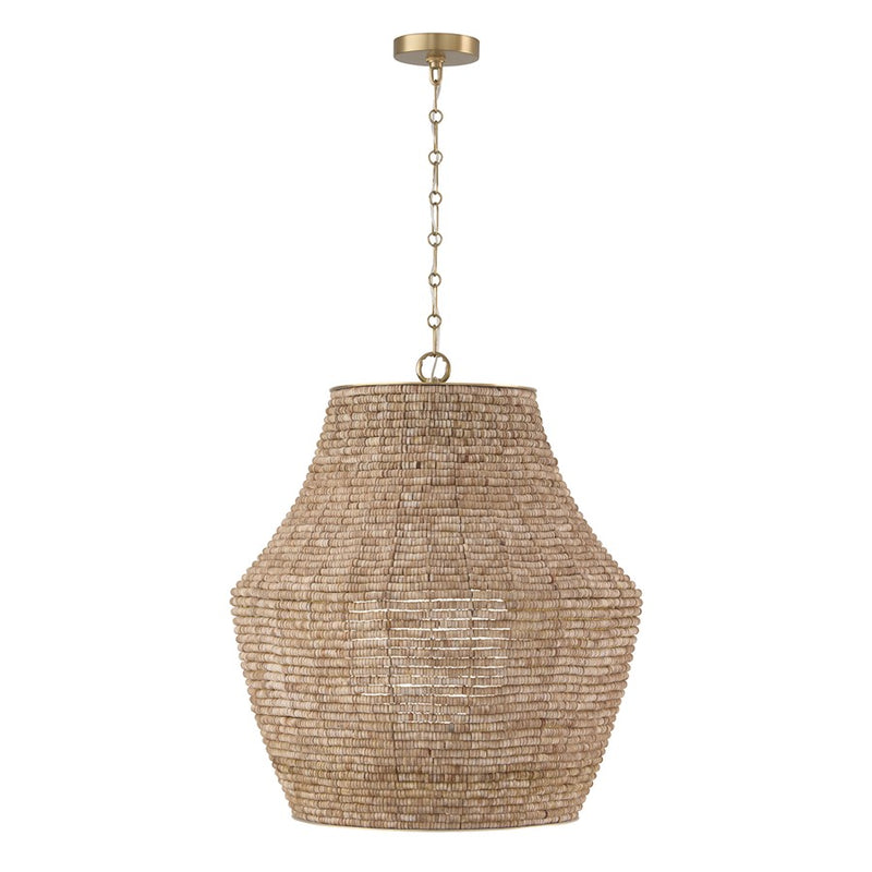 Capital Lighting Morada 1Lt 27" Pendant, Fawn/Brass/White Globe