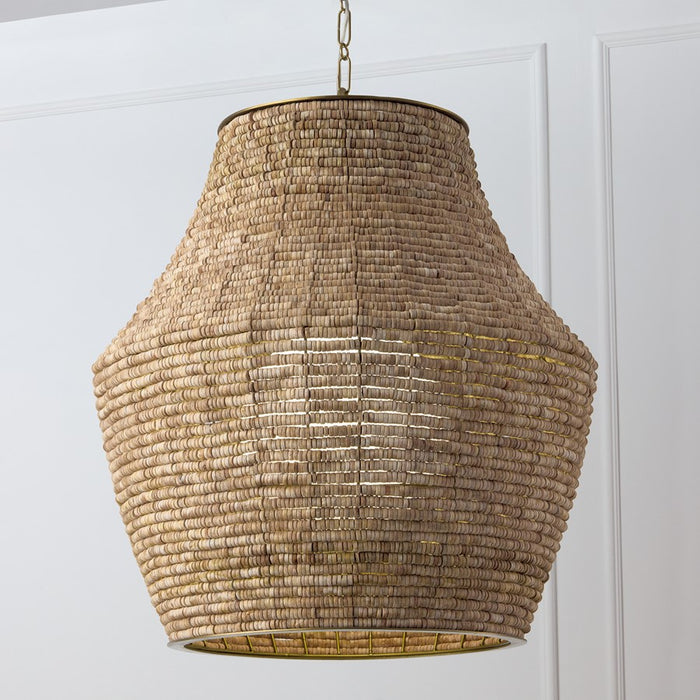 Capital Lighting Morada 1Lt 27" Pendant, Fawn/Brass/White Globe