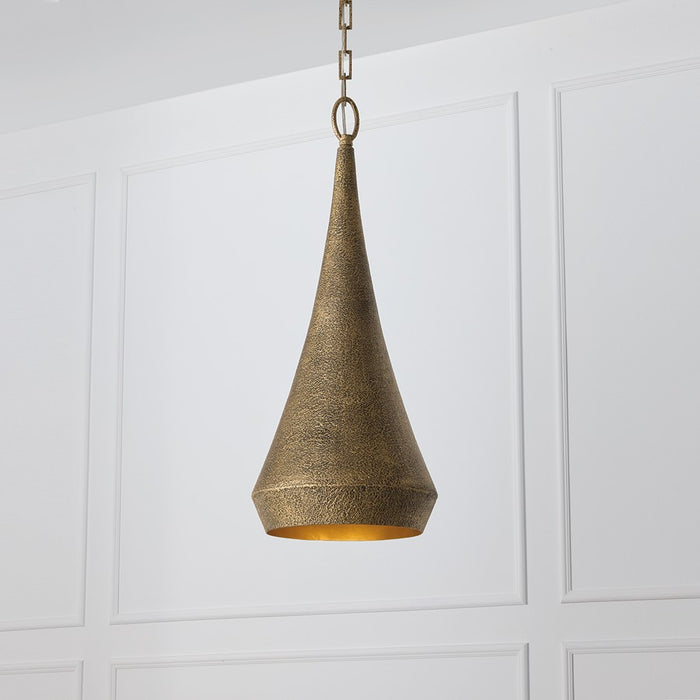 Capital Lighting Savari 1 Light 28" Pendant, Artisan Gold