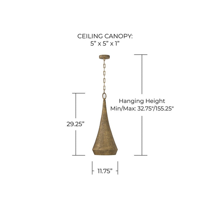 Capital Lighting Savari 1 Light 28" Pendant, Artisan Gold