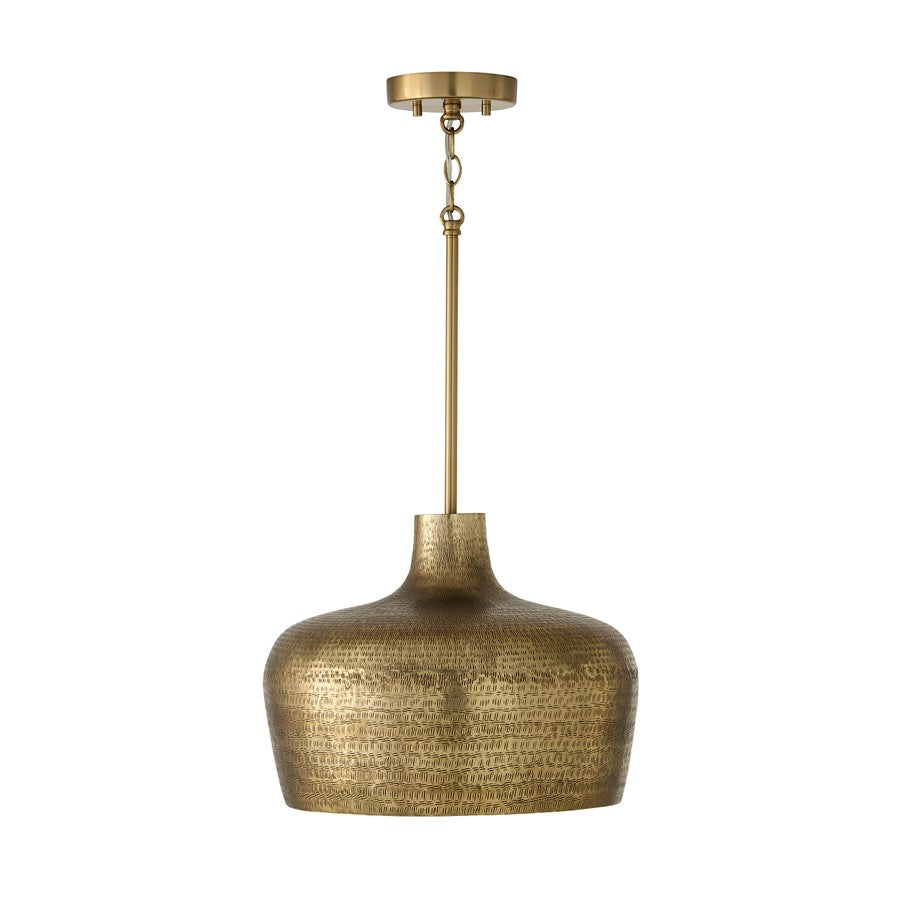 Capital Lighting Myriah 1 Light 12" Pendant, Tibetan Hammered Brass - 360311THB