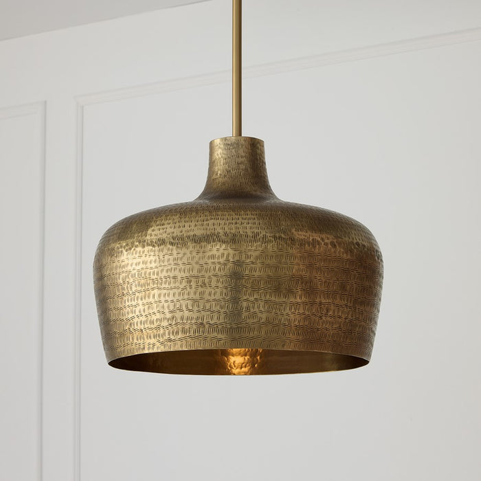 Capital Lighting Myriah 1 Light 12" Pendant, Tibetan Hammered Brass