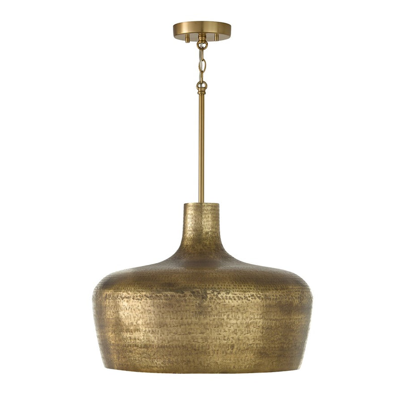 Capital Lighting Myriah 1 Light 15" Pendant, Tibetan Hammered Brass