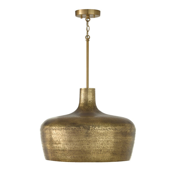 Capital Lighting Myriah 1 Light 15" Pendant, Tibetan Hammered Brass - 360312THB
