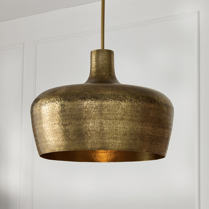 Capital Lighting Myriah 1 Light 15" Pendant, Tibetan Hammered Brass