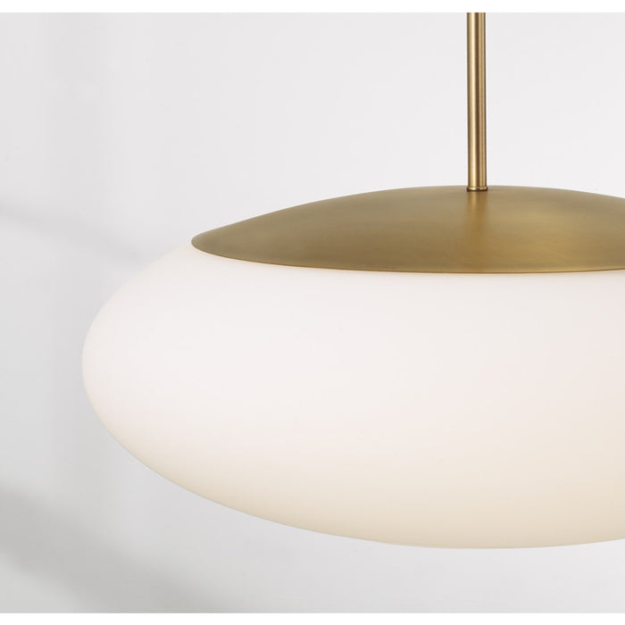 Capital Lighting Soren 1 Light Pendant, Aged Brass/Soft White Glass