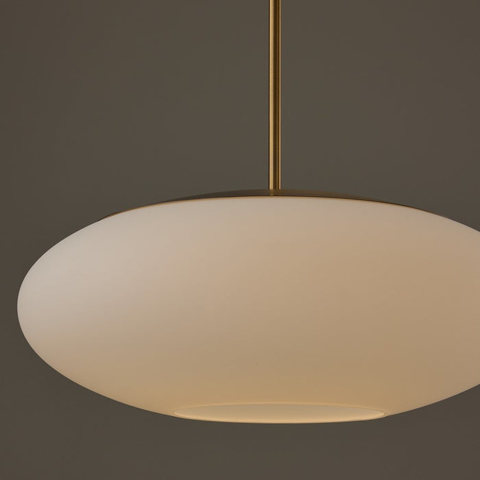 Capital Lighting Soren 1 Light Pendant, Aged Brass/Soft White Glass
