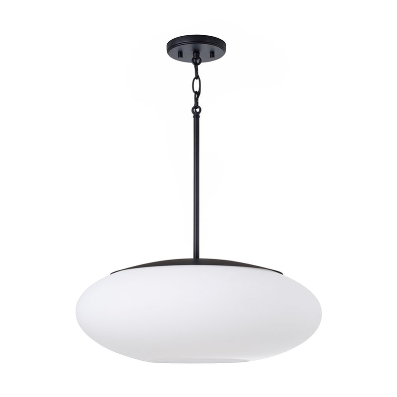 Capital Lighting Soren 1 Light Pendant, Matte Black/Soft White Glass