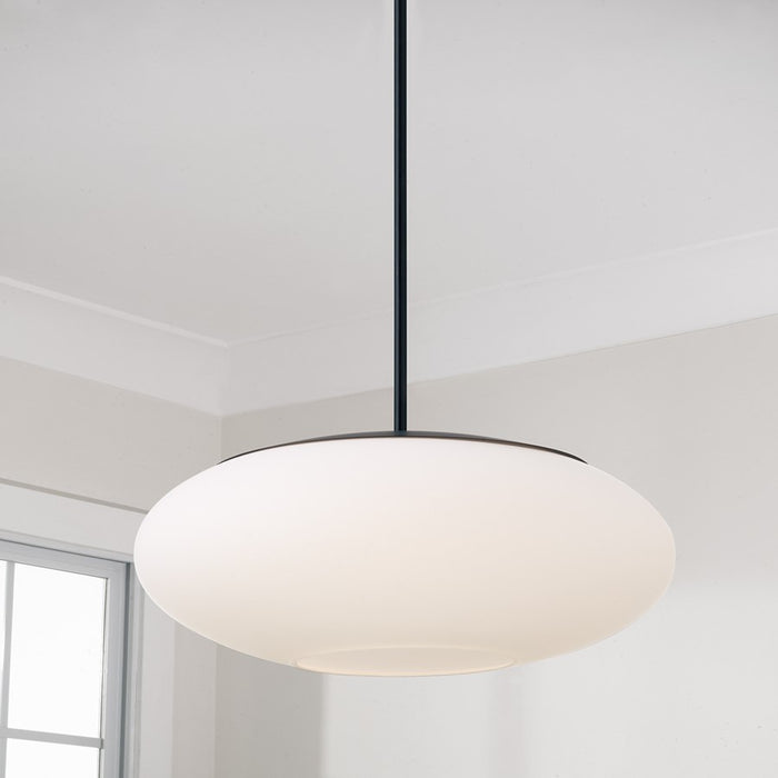 Capital Lighting Soren 1 Light Pendant, Matte Black/Soft White Glass