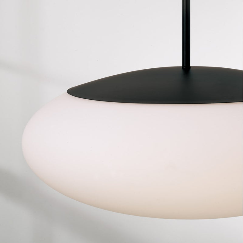 Capital Lighting Soren 1 Light Pendant, Matte Black/Soft White Glass