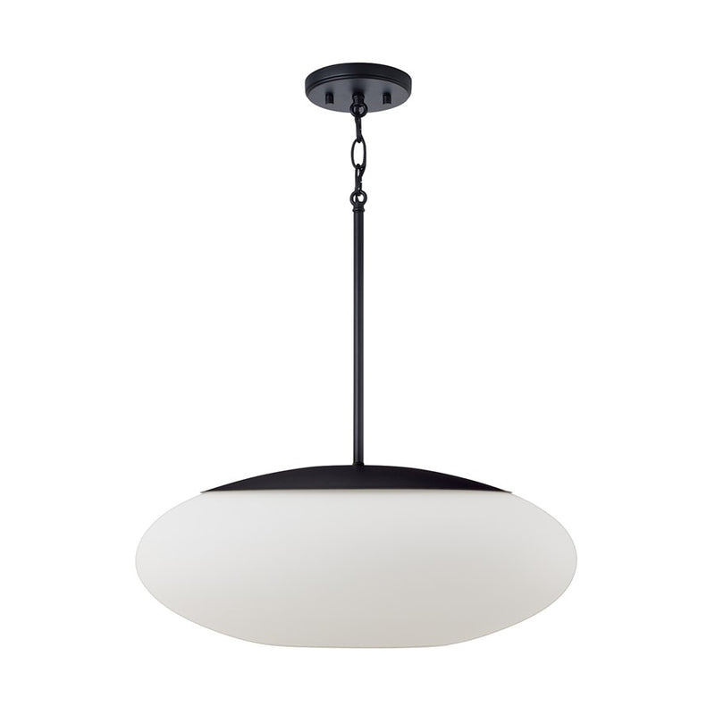 Capital Lighting Soren 1 Light Pendant, Matte Black/Soft White Glass