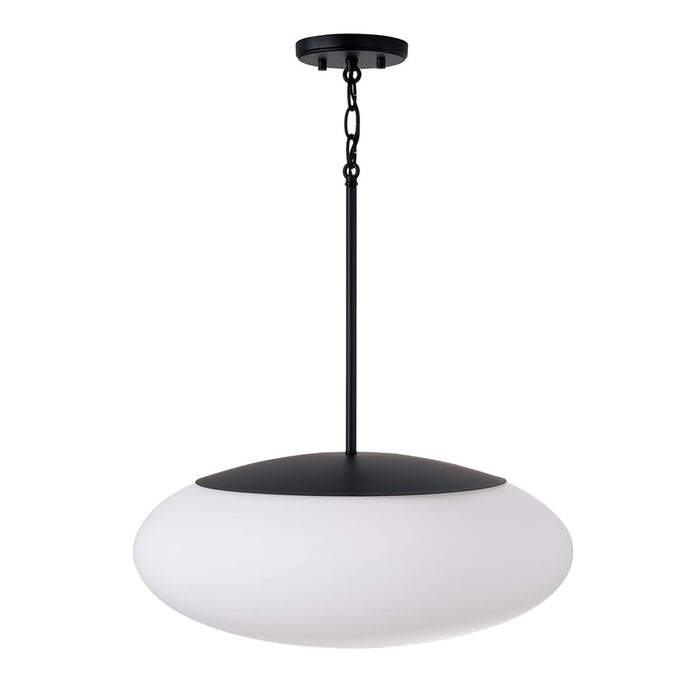 Capital Lighting Soren 1 Light Pendant, Matte Black/Soft White Glass