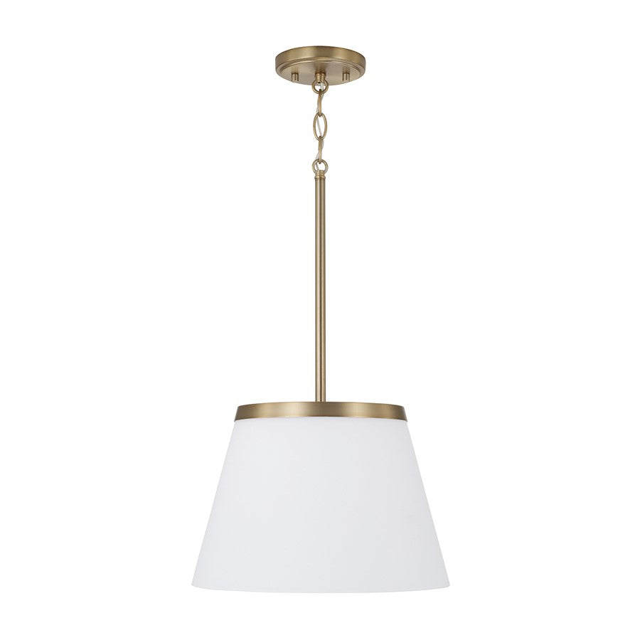 Homeplace Lighting Drake 1 Light Pendant, Aged Brass/Soft White Glass - 361011AD