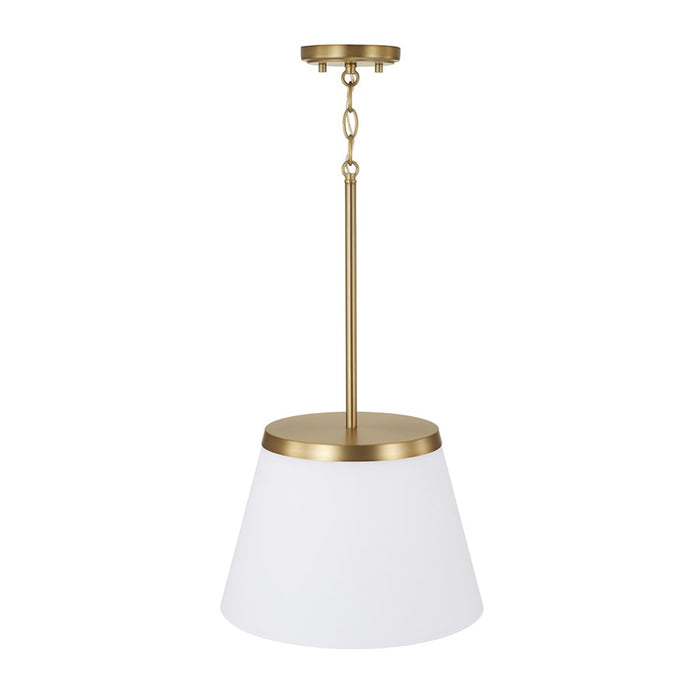 Homeplace Lighting Drake 1 Light Pendant, Aged Brass/Soft White Glass