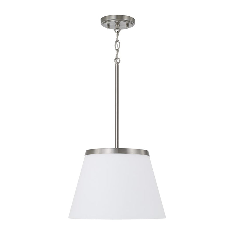 Homeplace Lighting Drake 1Lt Pendant, Brushed Nickel/Soft White Glass