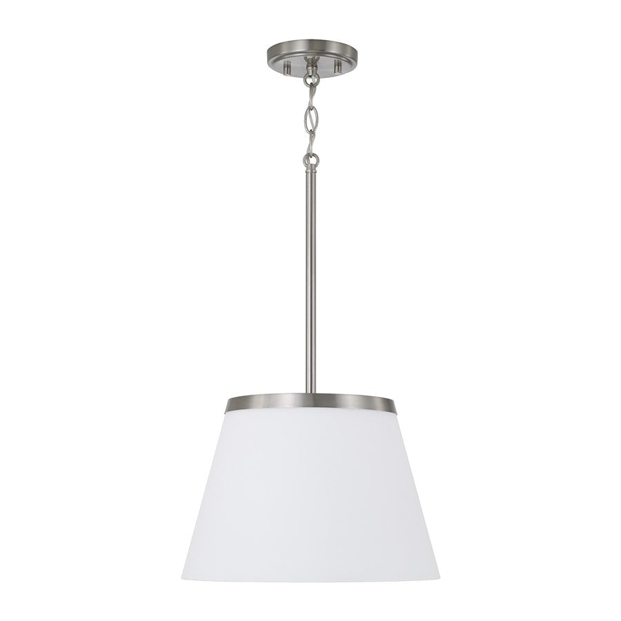 Homeplace Lighting Drake 1Lt Pendant, Brushed Nickel/Soft White Glass - 361011BN