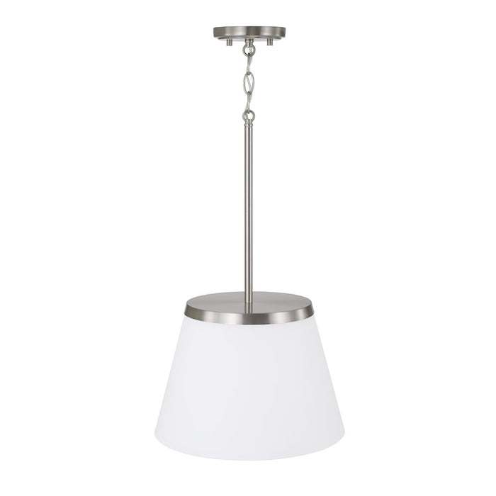 Homeplace Lighting Drake 1Lt Pendant, Brushed Nickel/Soft White Glass