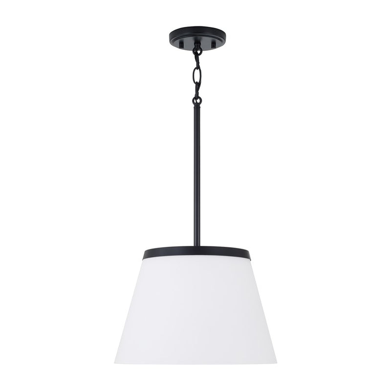 Homeplace Lighting Drake 1Lt Pendant, Matte Black/Soft White Glass