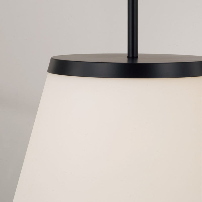 Homeplace Lighting Drake 1Lt Pendant, Matte Black/Soft White Glass