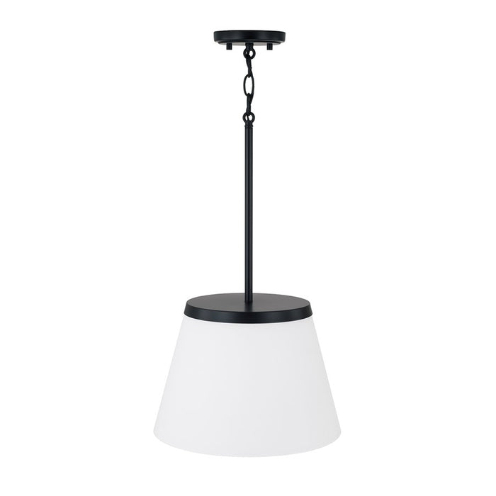 Homeplace Lighting Drake 1Lt Pendant, Matte Black/Soft White Glass