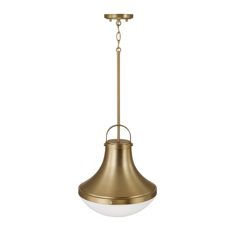 Capital Lighting Arlo 1 Light Pendant, Aged Brass/Soft White Glass