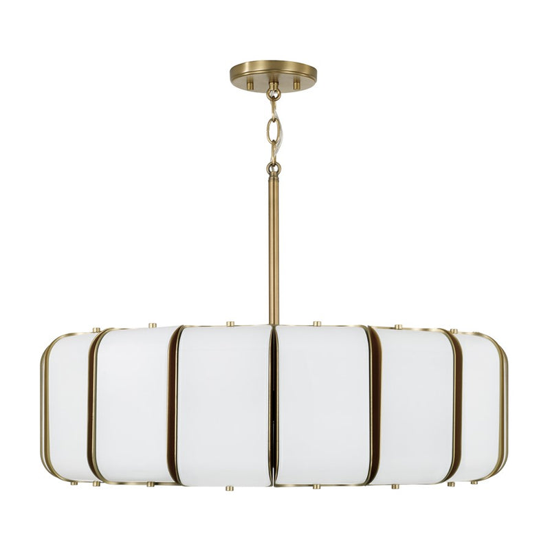 Capital Lighting Marcell 16Lt Pendant, Aged Brass/White Milk Glass
