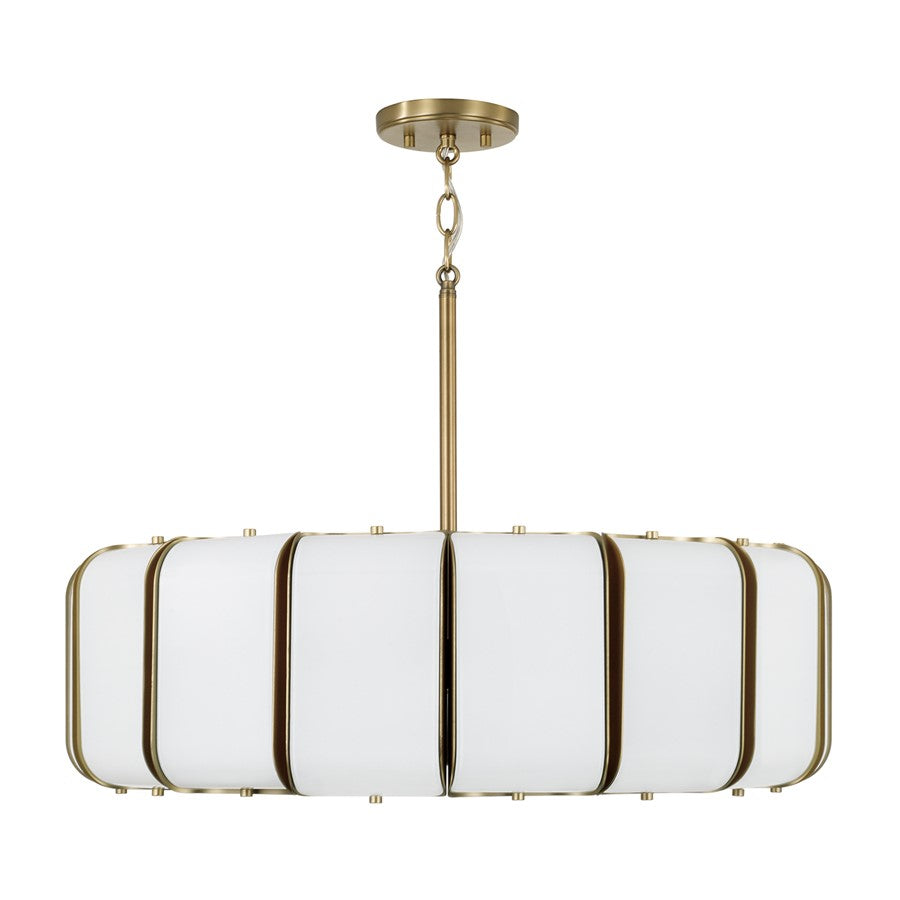 Capital Lighting Marcell 16Lt Pendant, Aged Brass/White Milk Glass - 361801AD