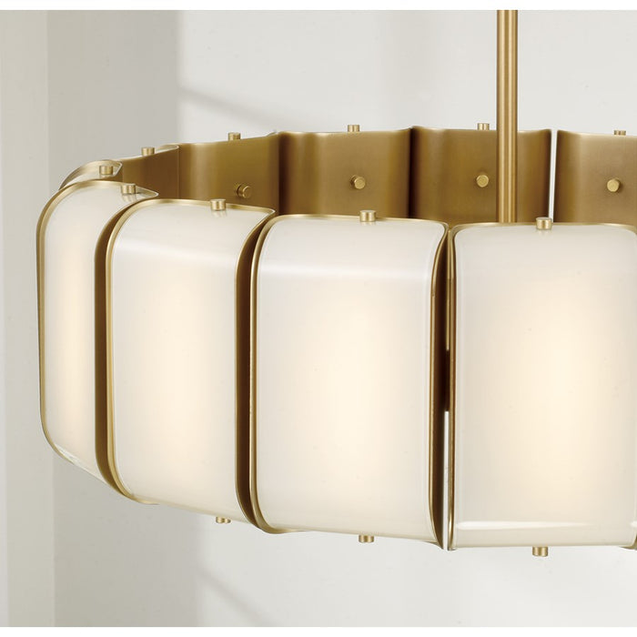 Capital Lighting Marcell 16Lt Pendant, Aged Brass/White Milk Glass