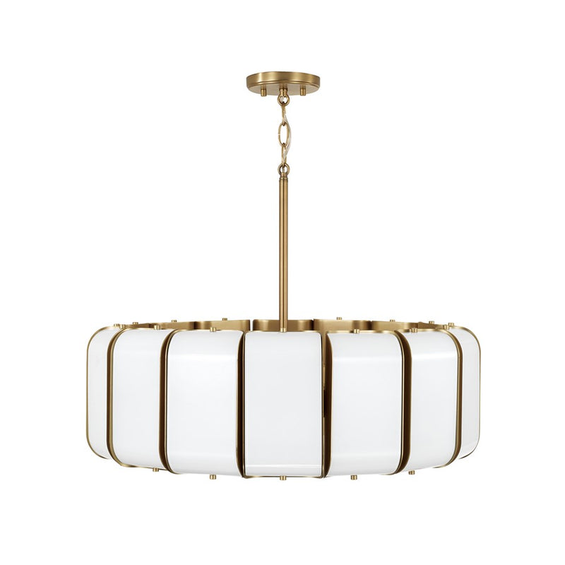 Capital Lighting Marcell 16Lt Pendant, Aged Brass/White Milk Glass