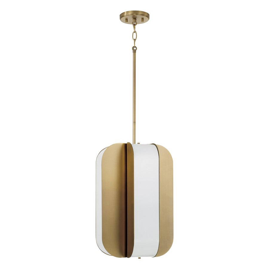 Capital Lighting Marcell 4 Light Pendant, Aged Brass/White Milk Glass - 361841AD