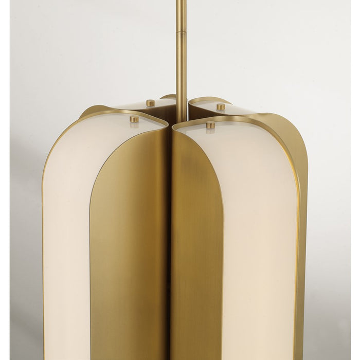 Capital Lighting Marcell 4 Light Pendant, Aged Brass/White Milk Glass