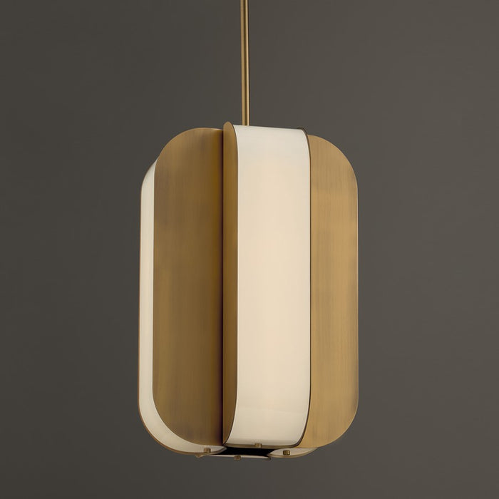 Capital Lighting Marcell 4 Light Pendant, Aged Brass/White Milk Glass