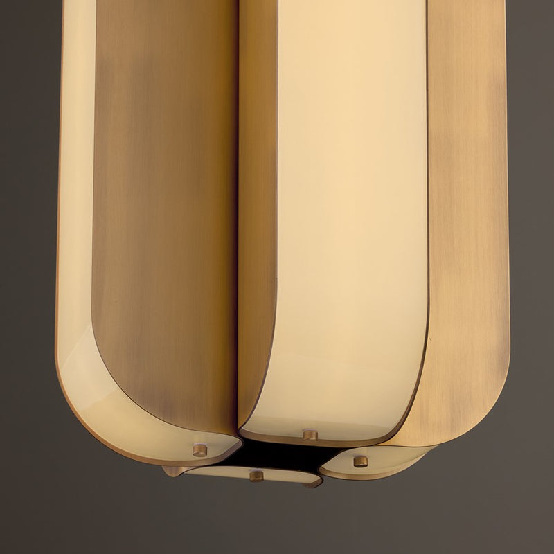 Capital Lighting Marcell 4 Light Pendant, Aged Brass/White Milk Glass