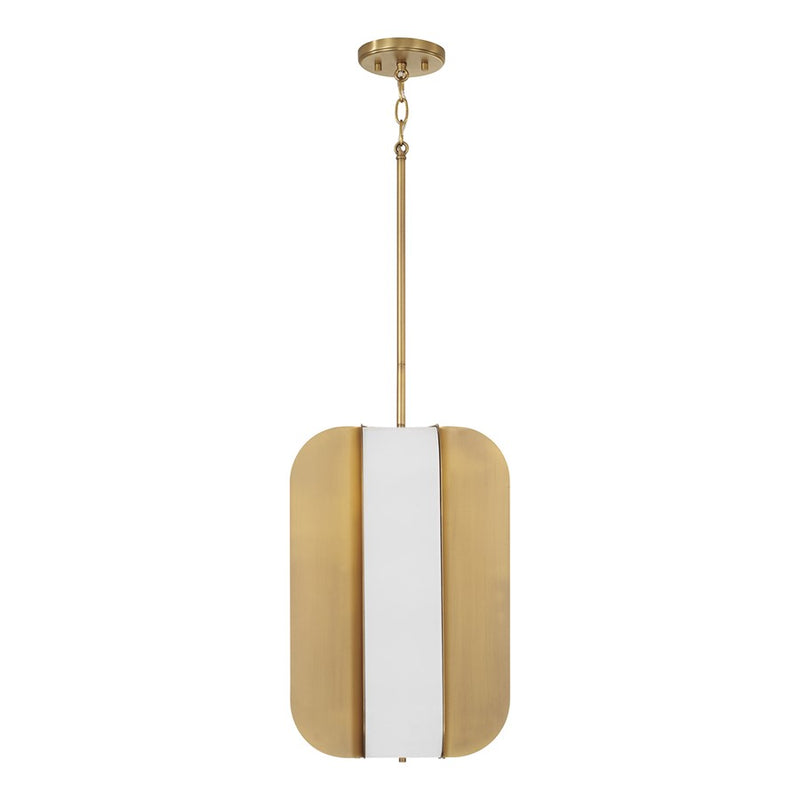 Capital Lighting Marcell 4 Light Pendant, Aged Brass/White Milk Glass