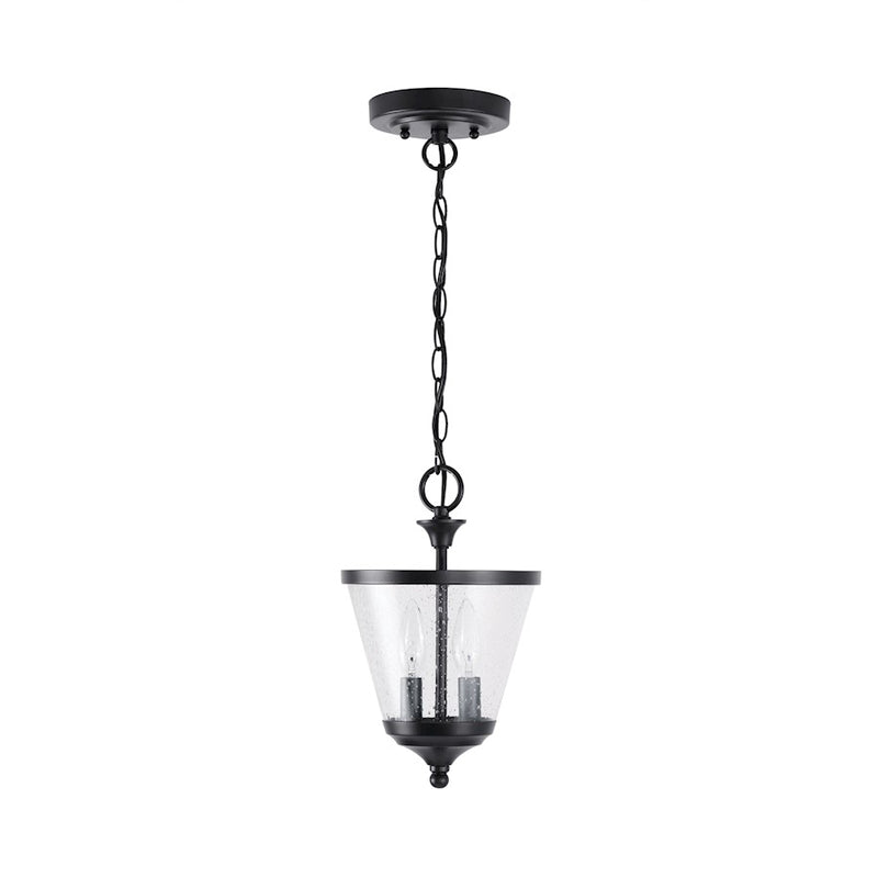 Capital Lighting Stanton 2-Light Foyer, Matte Black/Clear Seeded