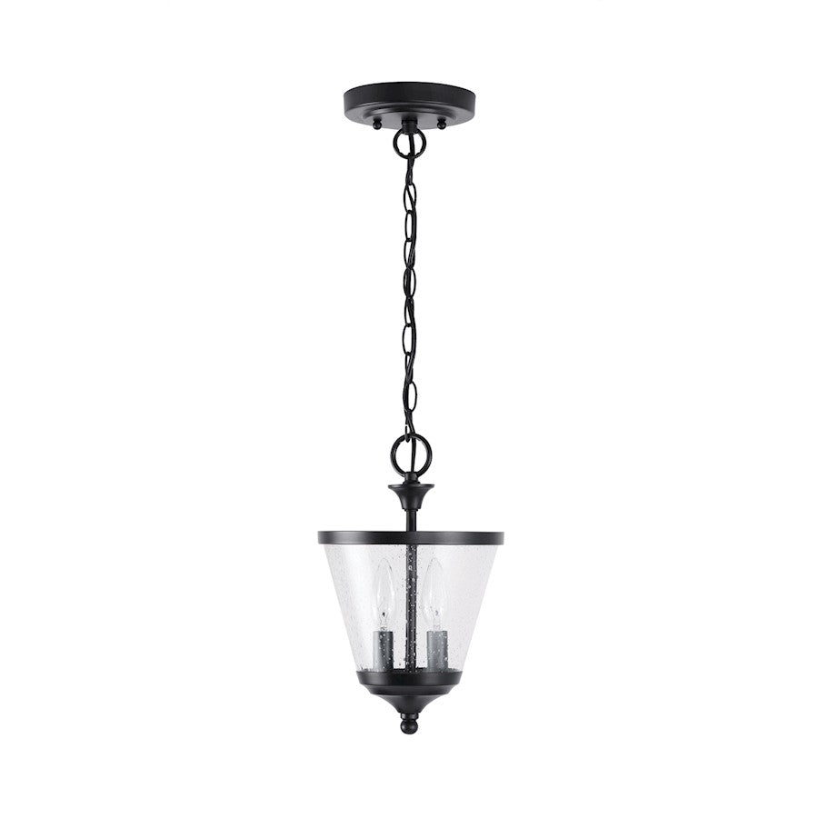Capital Lighting Stanton 2-Light Foyer, Matte Black/Clear Seeded